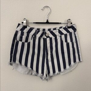 Refuge Striped Black and White Women Shorts